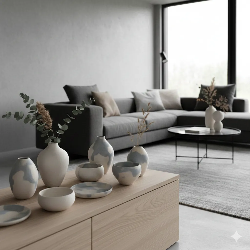 Håndlagd keramikk i moderne interiør