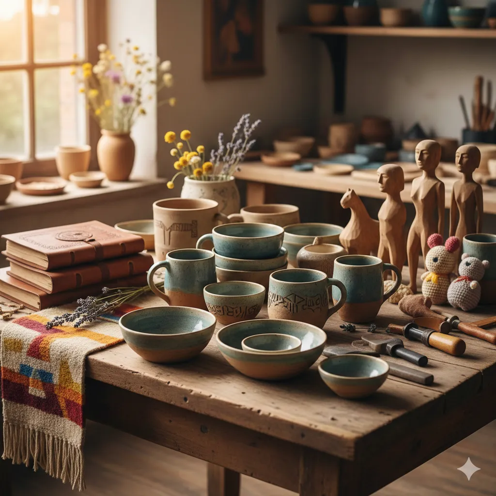 Håndlagde gjenstander i gruppe