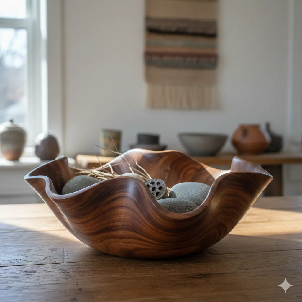 Dekorativ Skål - Hånddreid Tre