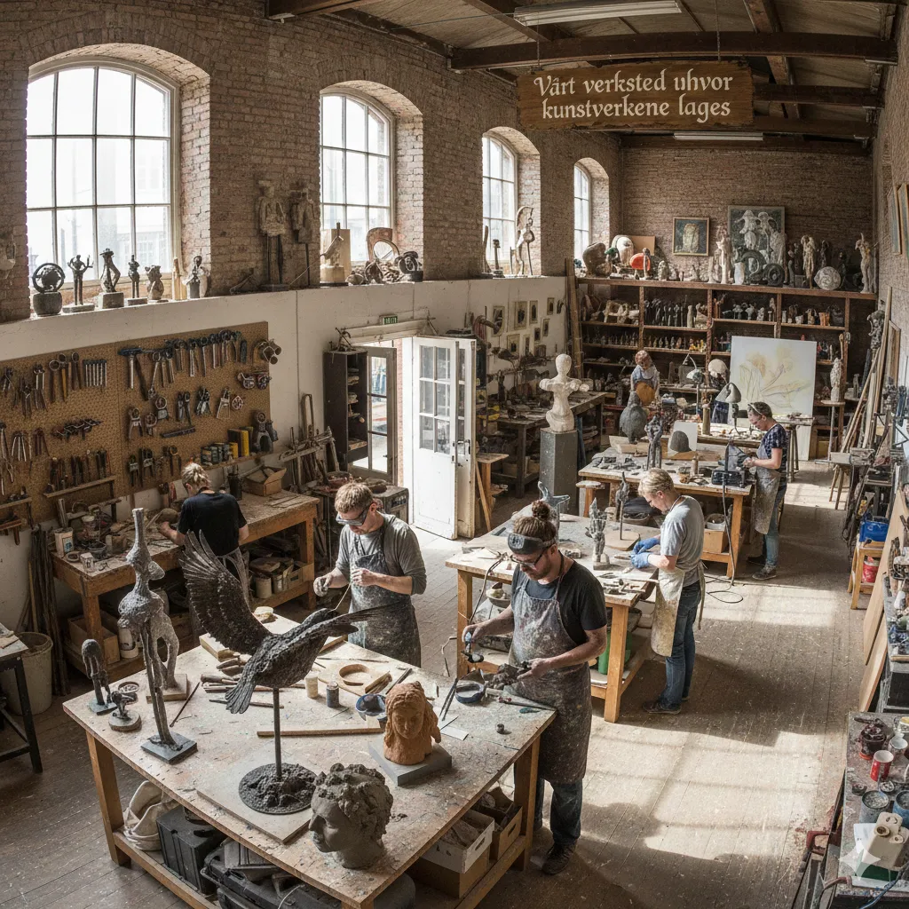 Vårt verksted hvor kunstverkene lages